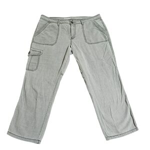 Sonoma Cargo Capri Cropped Pants Light Gray Cotton Lightweight Womens Size 16
